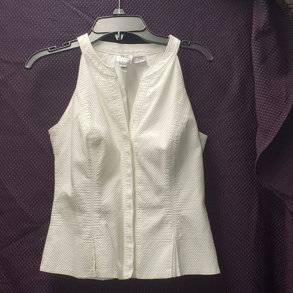 Worth white V-neck formal blouse